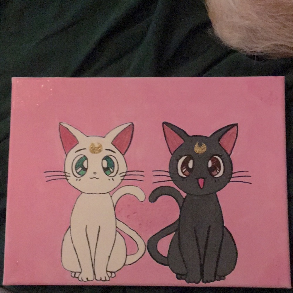 sailor moon artemis and luna painting